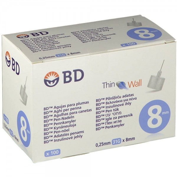 aguja para plumas esteril bd 31 g 025 mm x 8 mm 100 ucaja