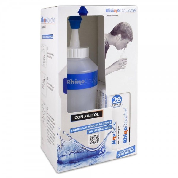 rhinodouche pack irrigador 500 ml sinusal 26 sobres