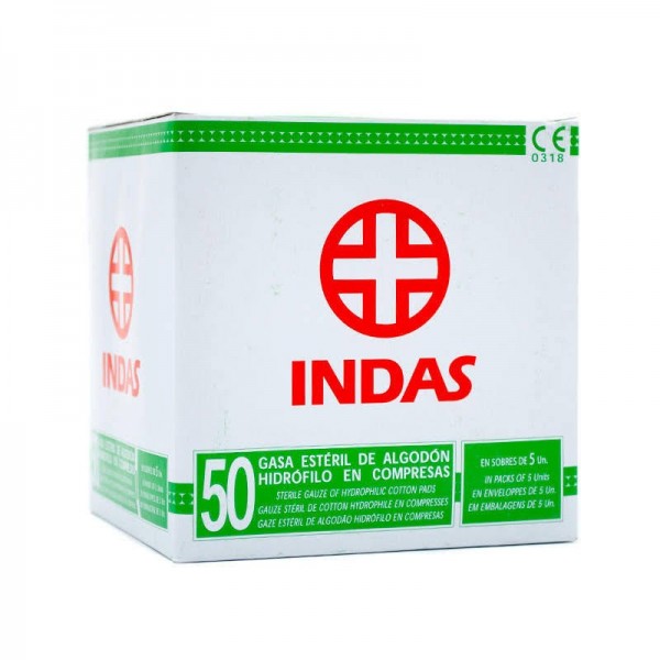 gasa esteril algodon 50 un indas