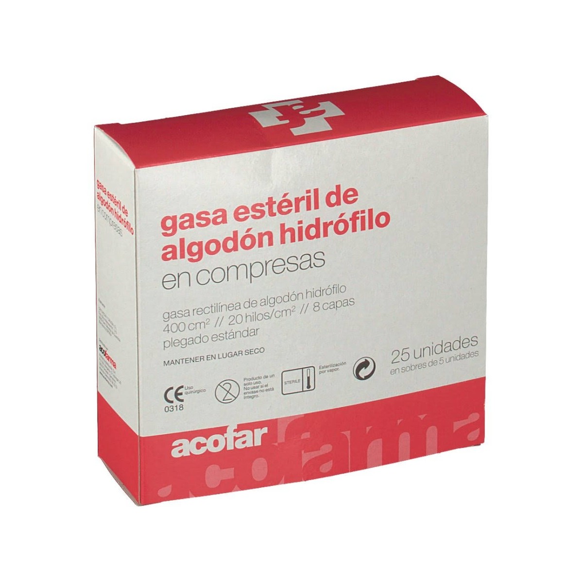 acofar gasa esteril algodon hidrofilo en compresas 25 unidades
