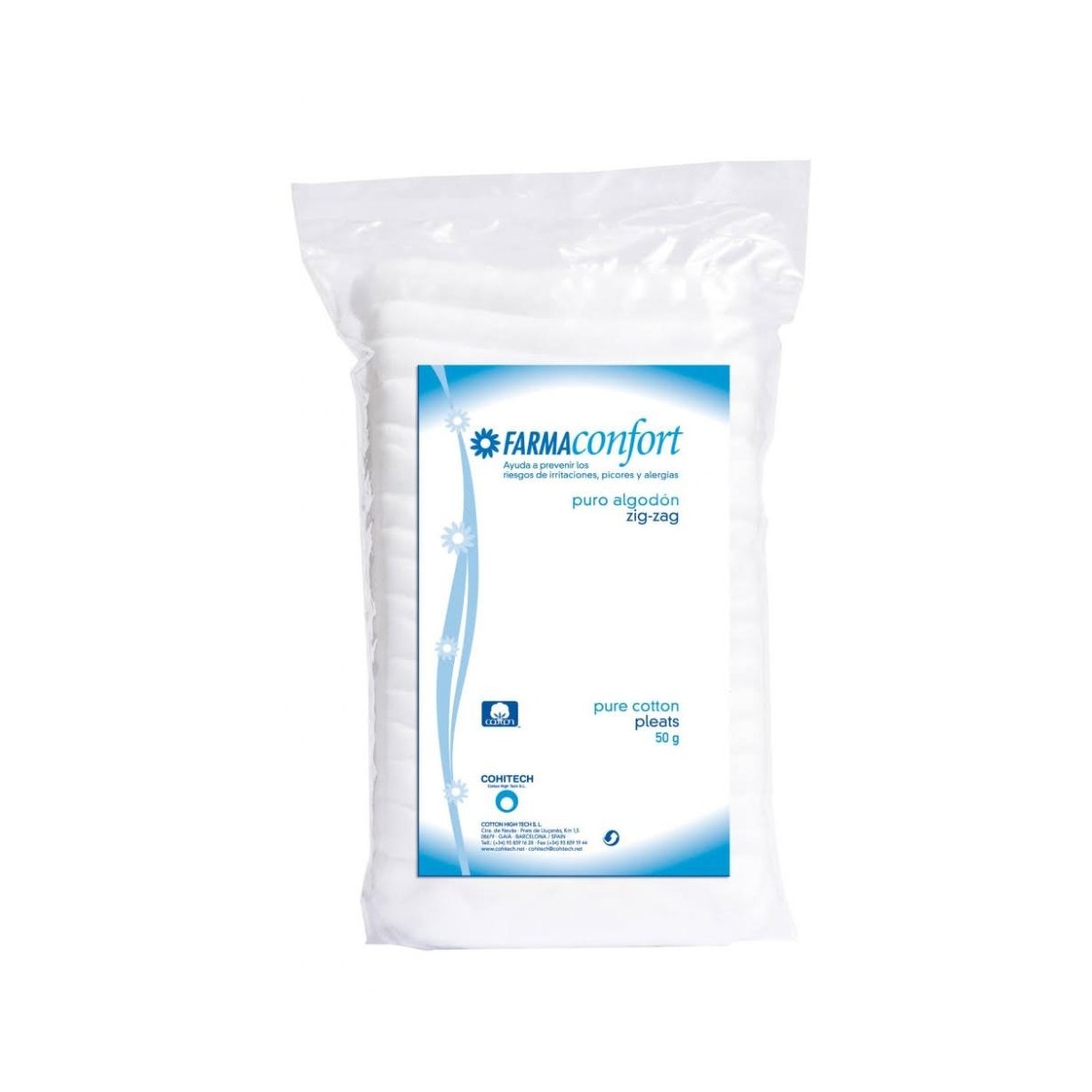 farmaconfort algodon zig zag puro 50g